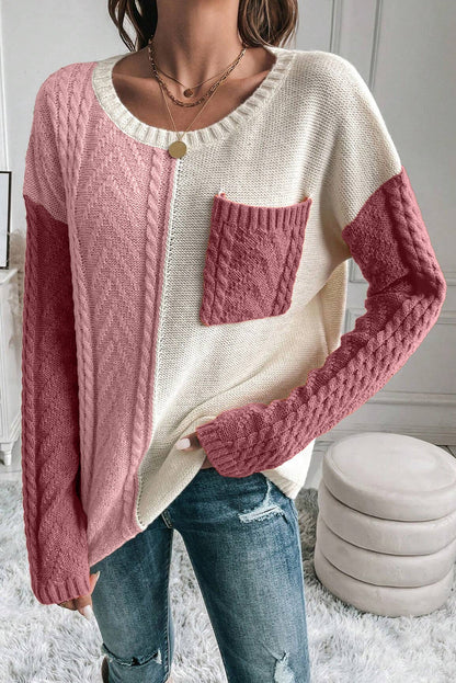 Pull Color Block à Manches Longues pour Femmes | Idéal pour un Usage Quotidien