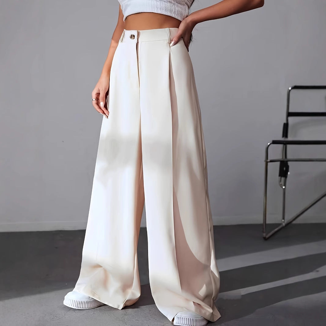 Pantalon Tailleur À Jambe Large Avec Taille Haute Pour Femme | Idéal Pour Usage Professionnel Et Quotidien