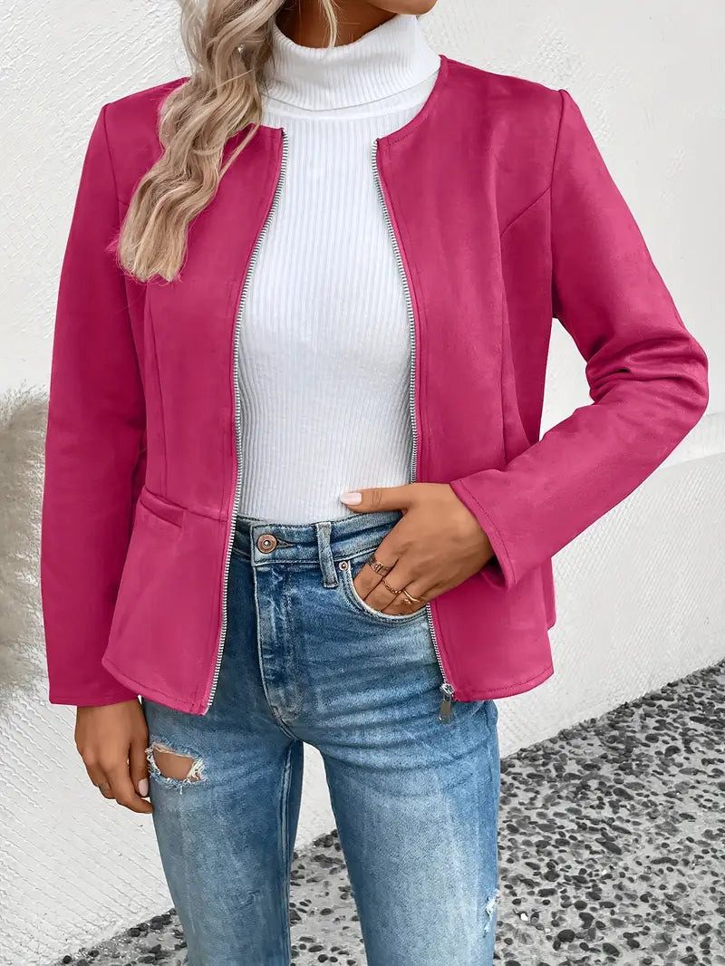 Veste Avec Fermeture Zippée Et Coupe Structurée Pour Femmes | Idéal Pour Les Saisons De Transition
