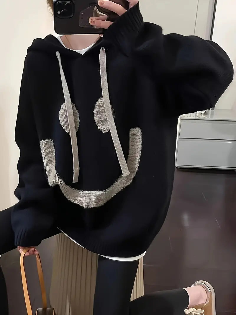 Hoodie à Manches Longues avec Motif Sourire pour Adultes | Idéal pour un Usage Quotidien