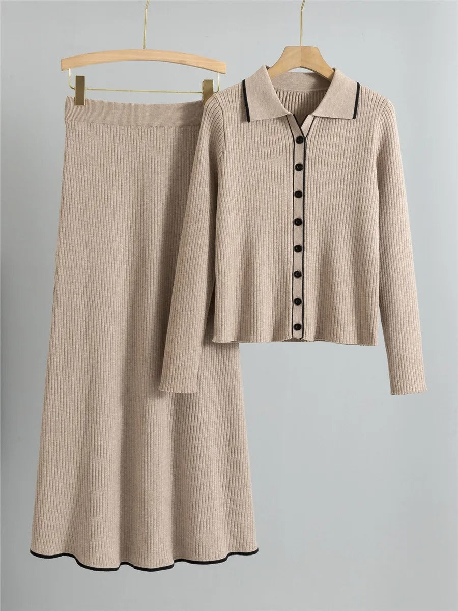 Ensemble Deux Pièces Cardigan Et Jupe Pour Femme | Idéal Pour Usage Quotidien Et Saisonnier