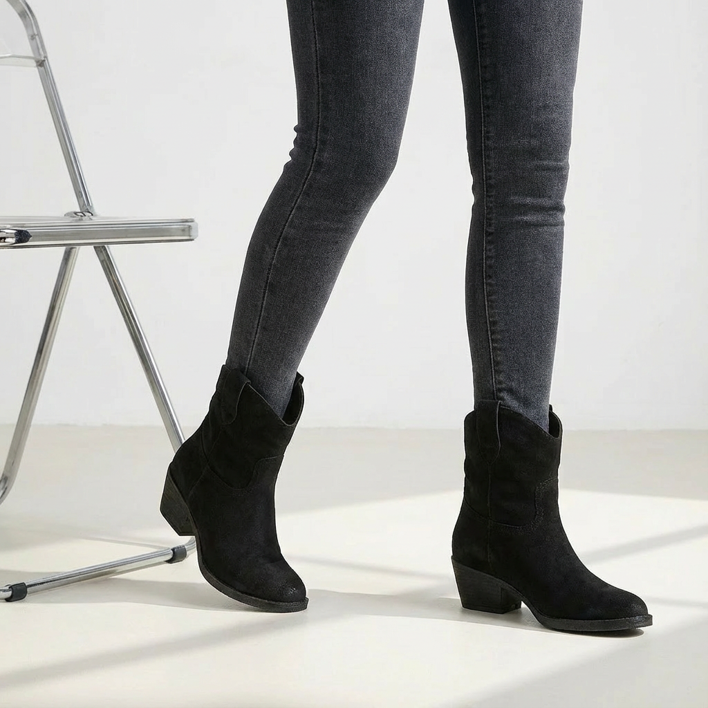Bottines cowboy avec talon bloc pour femmes | Ideal pour l'automne et les occasions décontractées