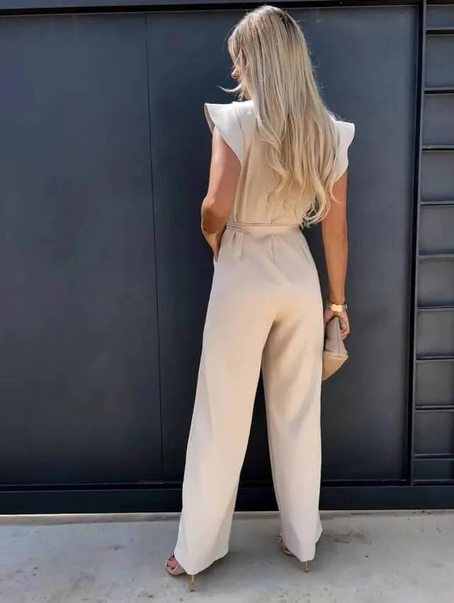Combinaison avec manches papillon et jambes larges pour femmes | Idéale pour les occasions formelles ou décontractées