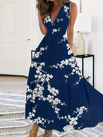 Robe Longue à Motif Fleuri pour Femme | Idéale pour l’Été et les Vacances