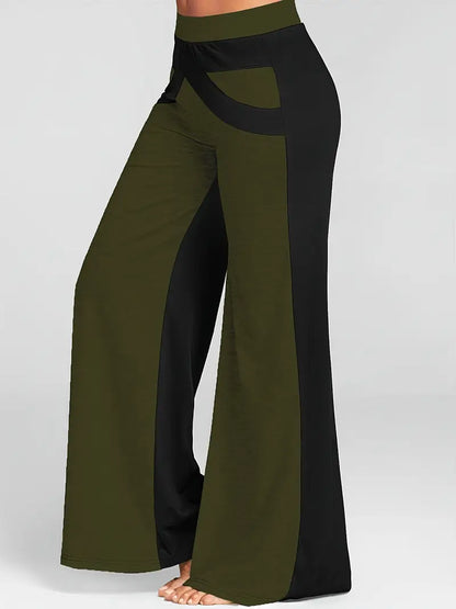 Pantalon Large Color Block Taille Haute pour Femme | Idéal pour le Printemps et l'Été