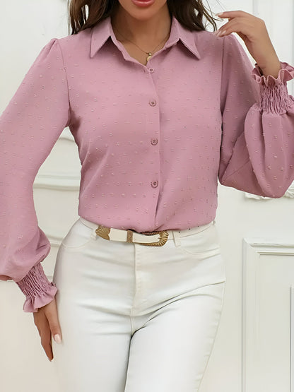 Blouse à Motif Swiss Dot avec Manches Lanterne pour Femmes | Idéal pour le Bureau et les Occasions Quotidiennes