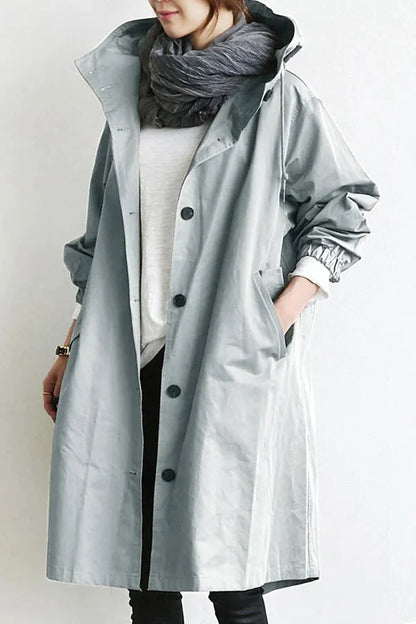 Imperméable Long avec Capuche pour Femme | Idéal pour les Jours de Pluie