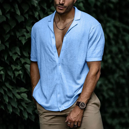 Chemise d’Été à Manches Courtes avec Col Décontracté pour Homme | Idéale pour les Journées Chaudes