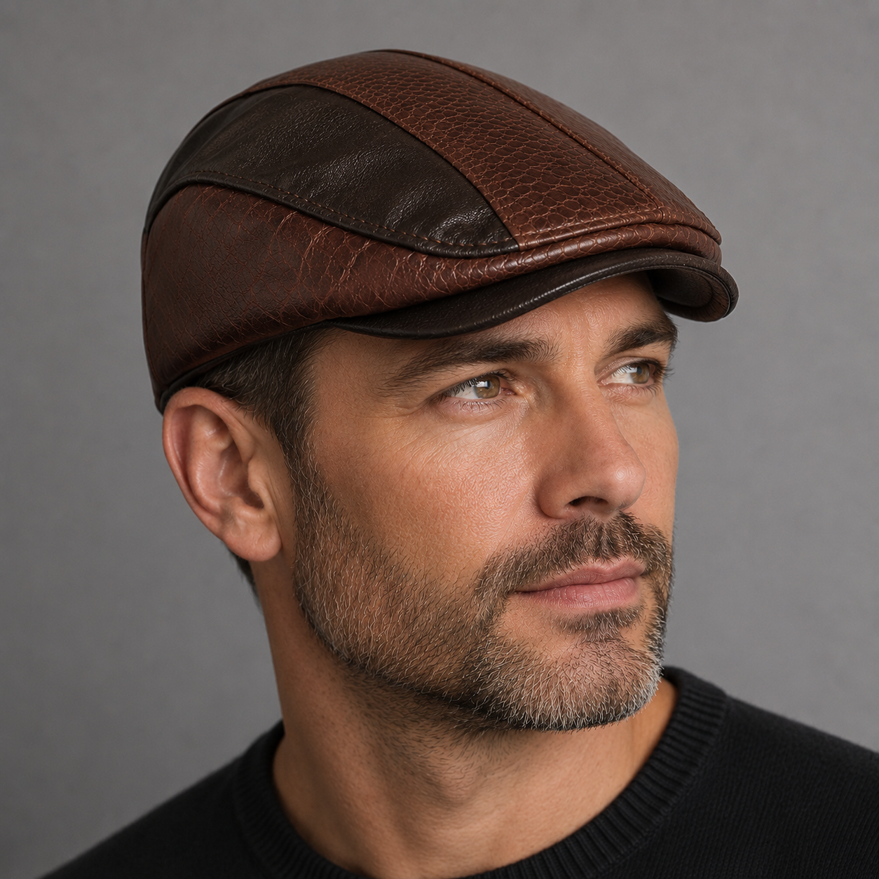 Casquette plate à surpiqûres pour homme