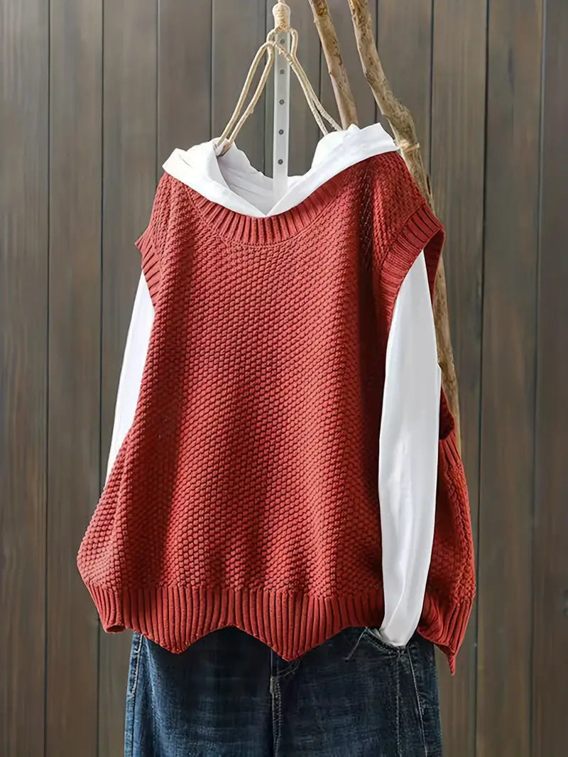 Pull Sans Manches À Col Rond pour Femme | Idéal pour La Mi-Saison Et L’Été