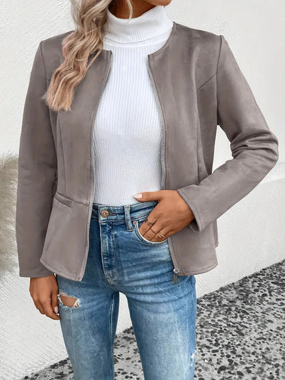 Veste Avec Fermeture Zippée Et Coupe Structurée Pour Femmes | Idéal Pour Les Saisons De Transition