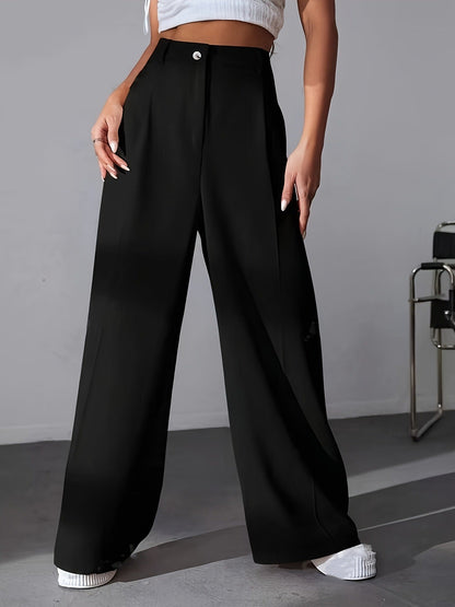 Pantalon Large Taille Haute Avec Coupe Droite Pour Femme | Idéal Pour Travail Et Usage Quotidien