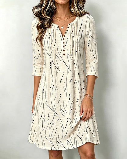 Robe boutonnée à manches 3/4 pour femmes