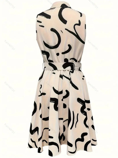 Robe Boutonnée sans Manches avec Cordon à la Taille pour Femme | Idéale pour le Printemps ou les Sorties Décontractées