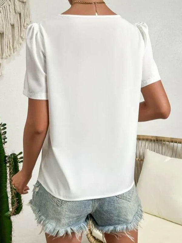 Blouse à Manches Bouffantes et Encolure Asymétrique pour Femmes | Idéal pour l’Été