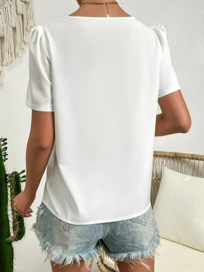 Blouse à Manches Bouffantes et Encolure Asymétrique pour Femmes | Idéal pour l’Été
