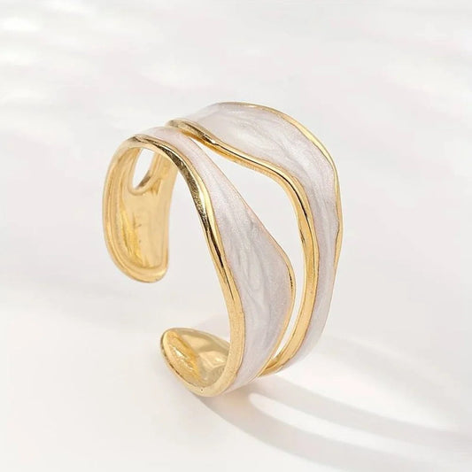 Bague Vintage Avec Finition Dorée Blanche Et Design Minimaliste Pour Femmes | Idéale Pour Un Usage Quotidien