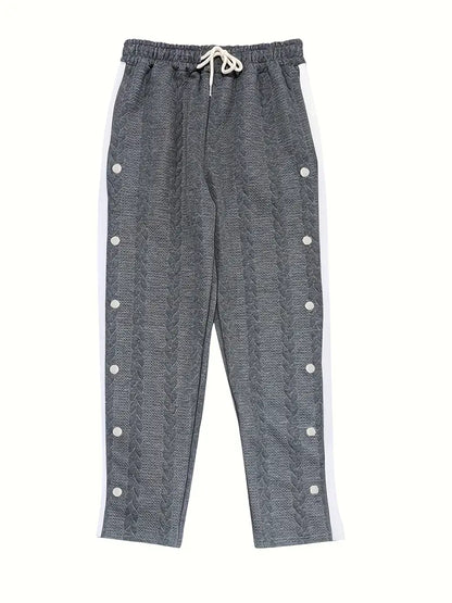 Pantalon Large avec Boutons Latéraux et Taille à Cordon pour Homme | Idéal pour un Usage Quotidien