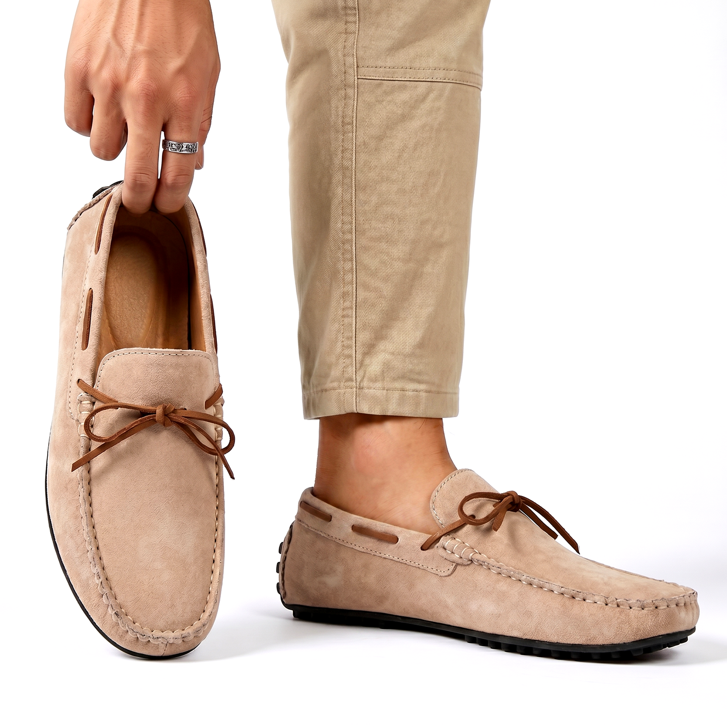 Mocassin à détail noué et bout rond pour homme | Idéal pour l’automne
