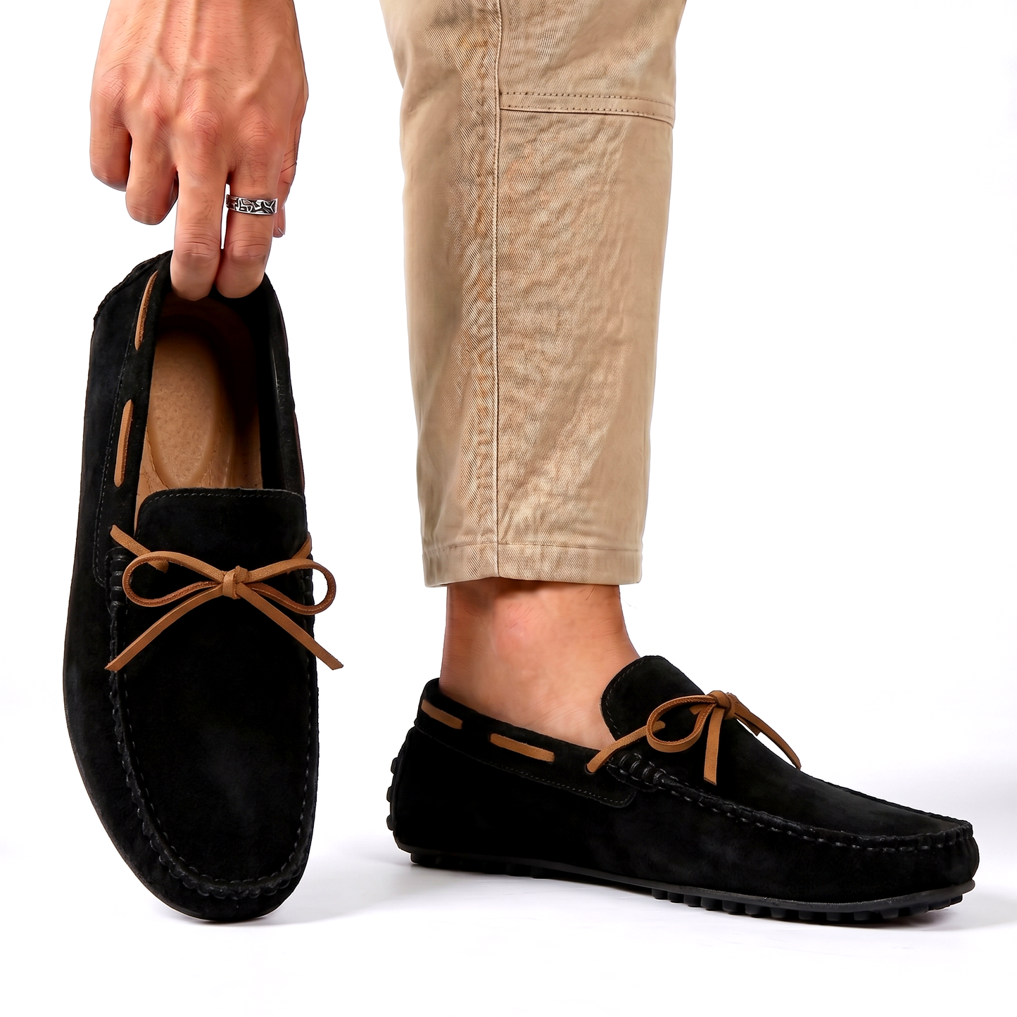 Mocassin à détail noué et bout rond pour homme | Idéal pour l’automne