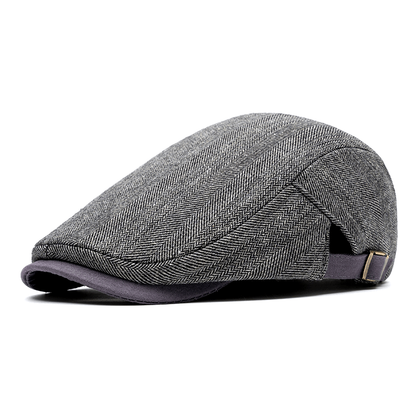 Casquette plate à motif chevrons pour hommes | Idéale pour l'automne