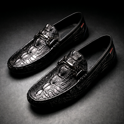 Mocassin à motif effet croco et ornement métallique pour homme | Idéal pour l’automne