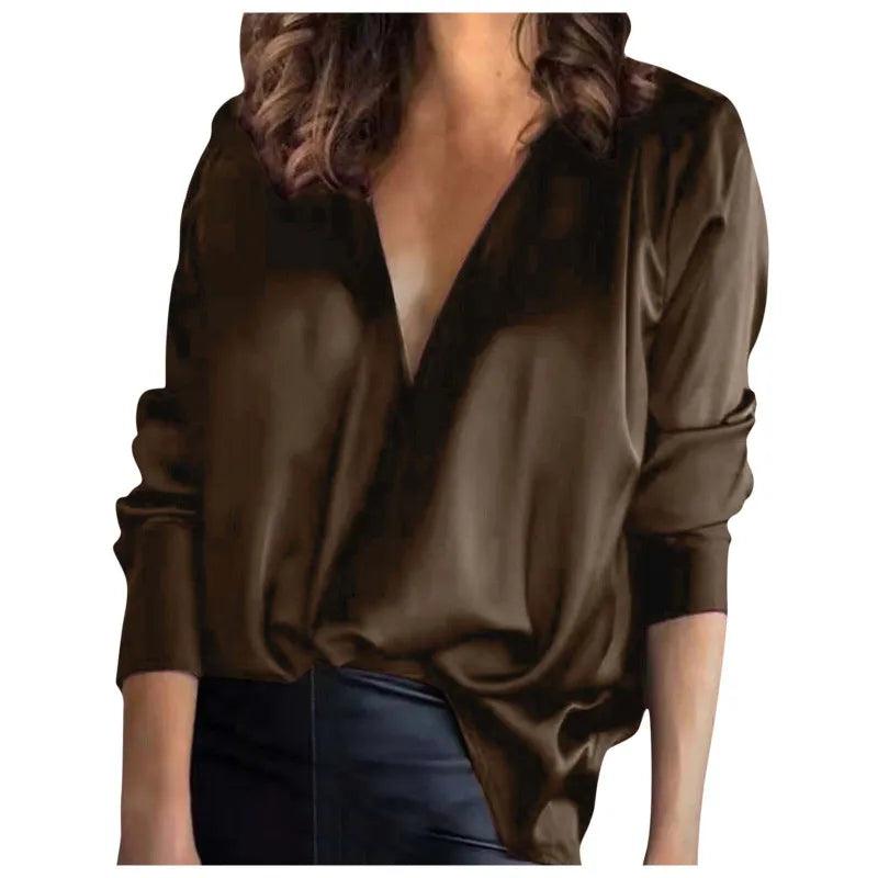 Blouse À Col V Avec Coupe Ample Et Manches Légèrement Évasées Pour Femme | Idéale Pour Toutes Les Saisons Et Les Occasions Quotidiennes