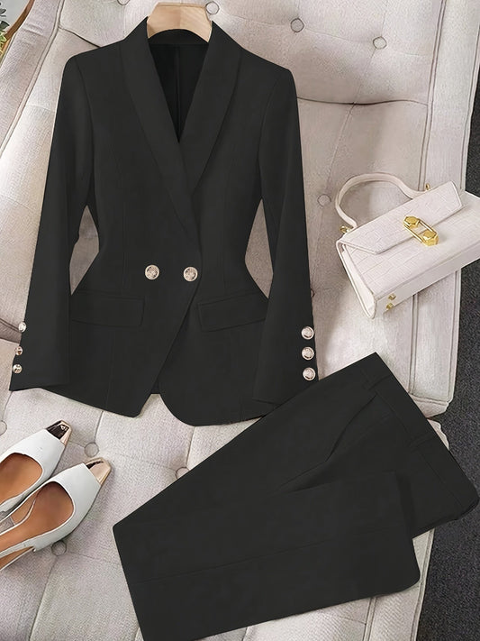 Ensemble Deux Pièces avec Blazer et Pantalon Coupe Unie pour Femme | Idéal pour Occasions Formelles