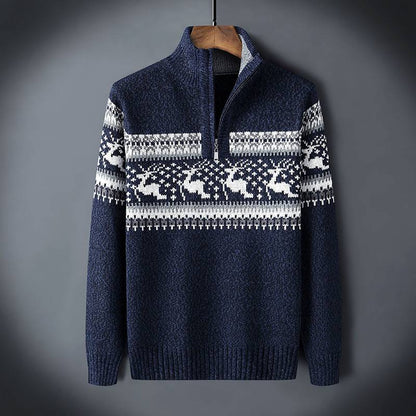 Pull Tricoté Avec Demi-Fermeture Zippée Et Col Montant Pour Homme | Idéal Pour Les Journées Décontractées En Saison Fraîche