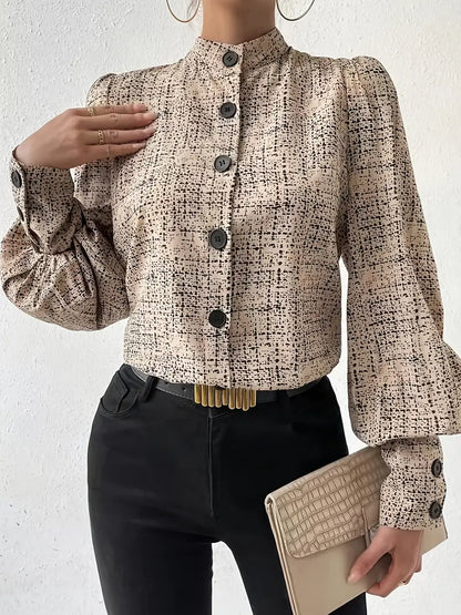Blouse à Manches Lanternes avec Imprimé Abstrait pour Femme | Idéale pour un Usage Quotidien