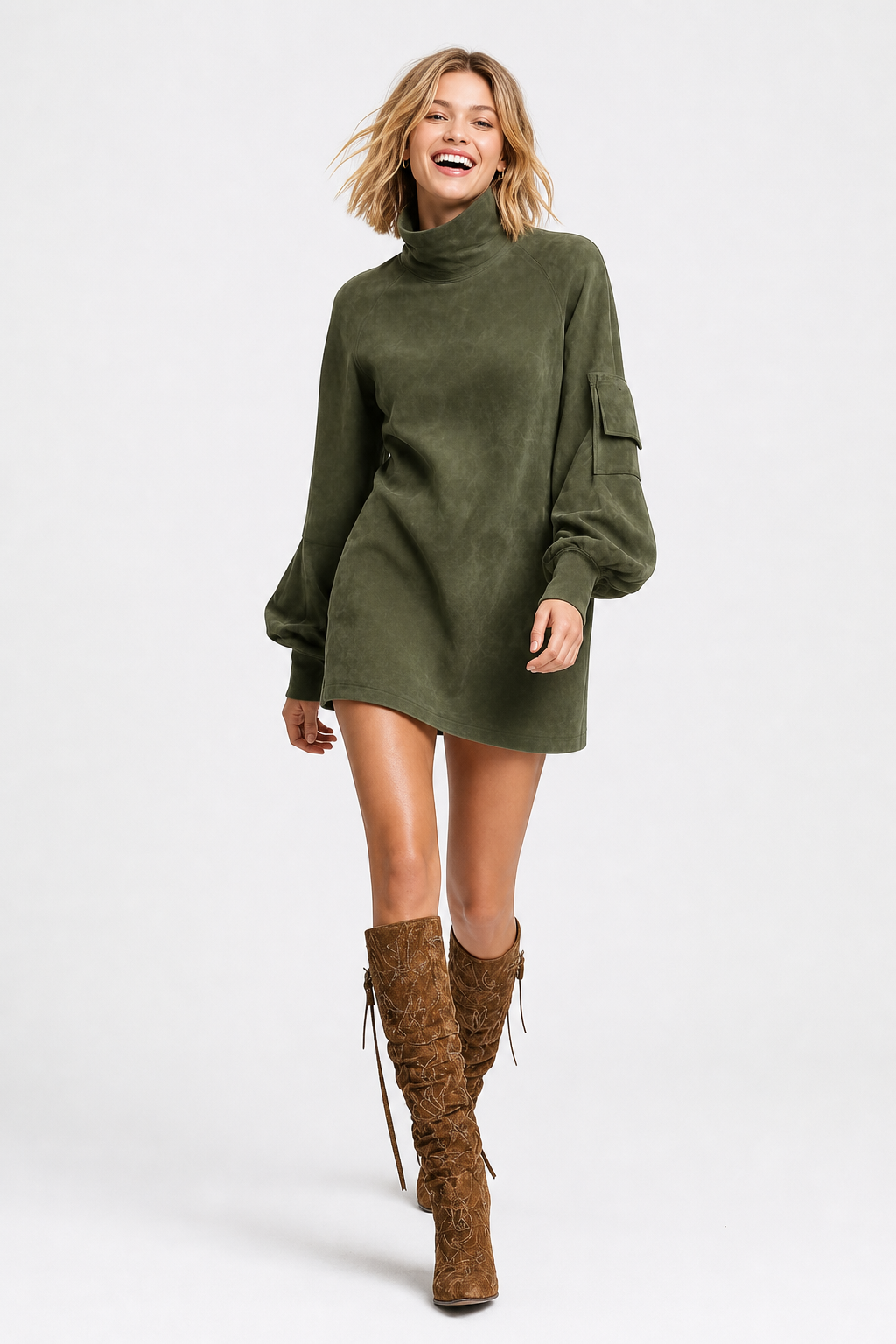 Robe col roulé manches longues pour femmes
