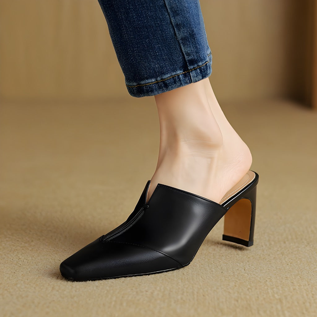 Mules à talons avec bout carré pour femmes | Idéal pour l’été