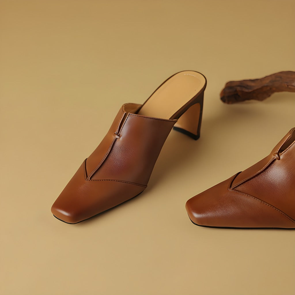 Mules à talons avec bout carré pour femmes | Idéal pour l’été