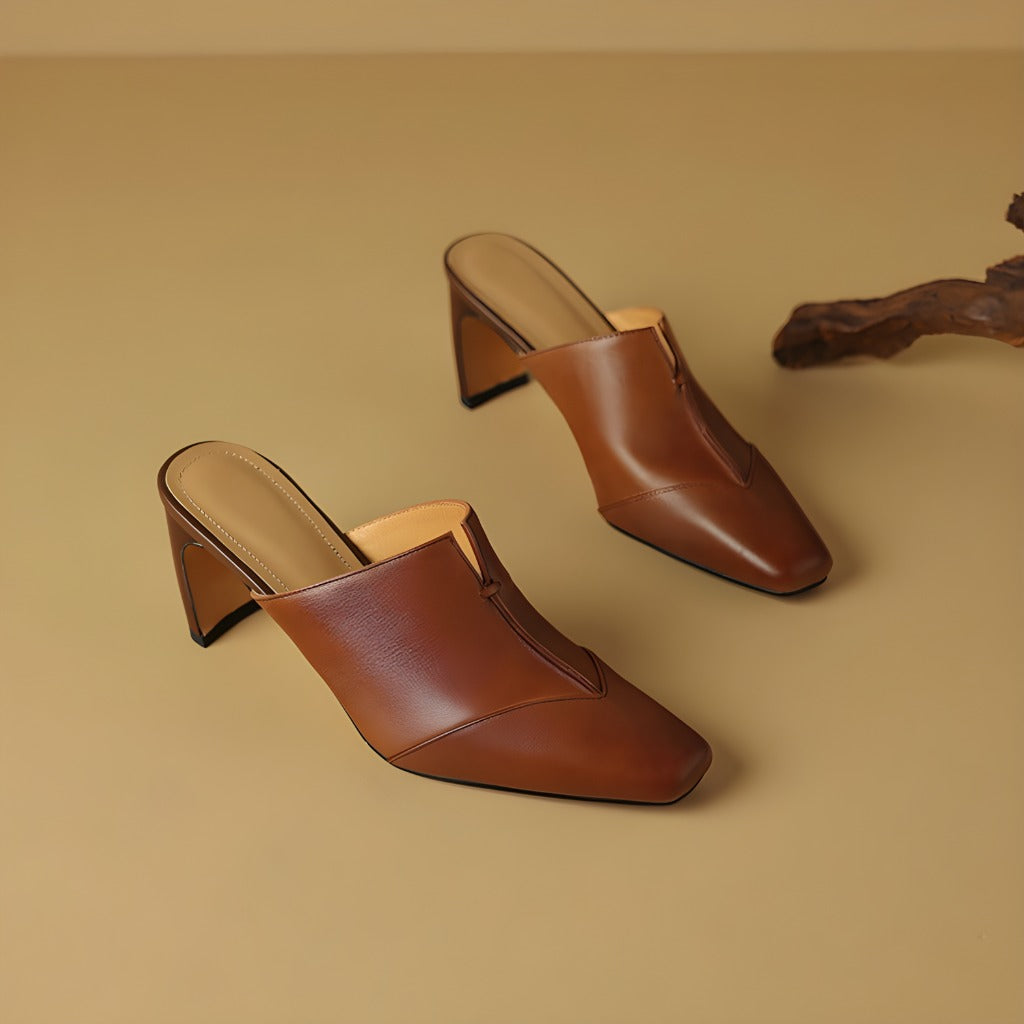 Mules à talons avec bout carré pour femmes | Idéal pour l’été