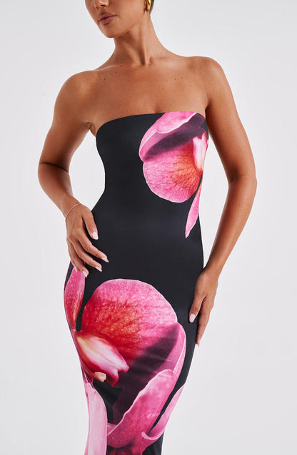 Robe Longue Bustier À Imprimé Floral Pour Femmes | Idéale Pour Soirées Et Événements