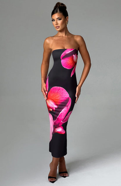 Robe Longue Bustier À Imprimé Floral Pour Femmes | Idéale Pour Soirées Et Événements