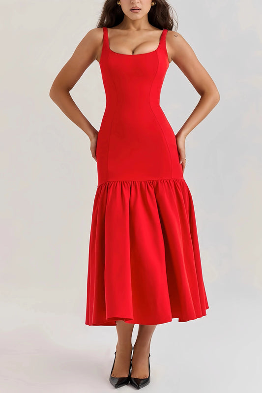 Robe Midi Sans Manches avec Volants pour Femme | Idéale pour les Occasions Spéciales ou le Quotidien