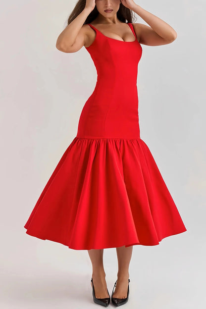 Robe Midi Sans Manches avec Volants pour Femme | Idéale pour les Occasions Spéciales ou le Quotidien