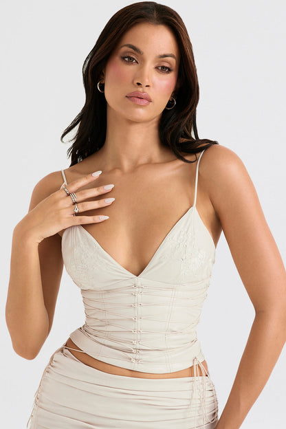 Ensemble Corset Et Jupe Midi Drapée Avec Fente Pour Femmes | Idéal Pour Occasions Spéciales Et Soirées