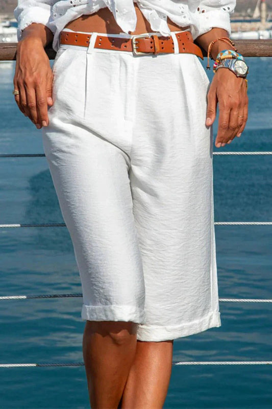 Shorts Longueur Genou avec Taille Élastique pour Femme | Idéaux pour l’Été et les Sorties Décontractées