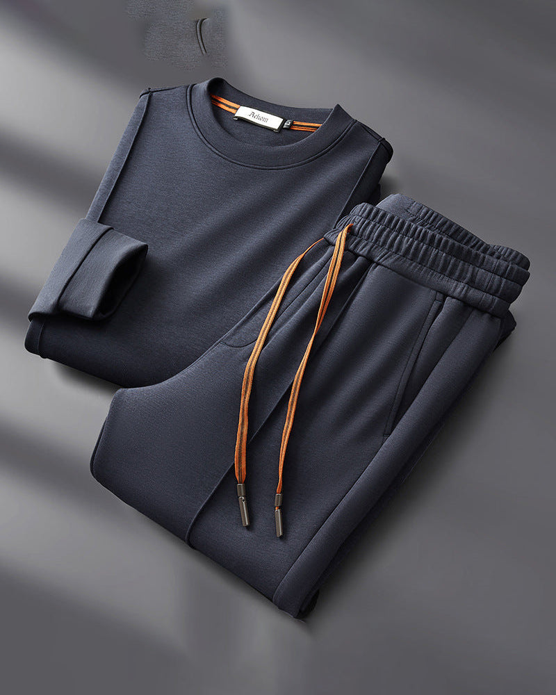 Ensemble Deux Pièces avec Haut Col Rond et Pantalon pour Homme | Idéal pour les Moments de Détente