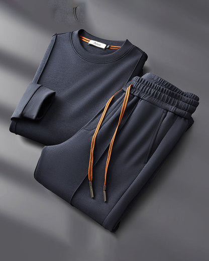 Ensemble Deux Pièces avec Haut Col Rond et Pantalon pour Homme | Idéal pour les Moments de Détente