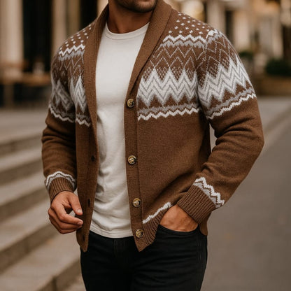 Cardigan à motif jacquard pour hommes