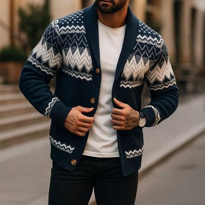 Cardigan à motif jacquard pour hommes