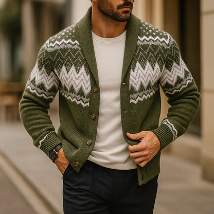 Cardigan à motif jacquard pour hommes