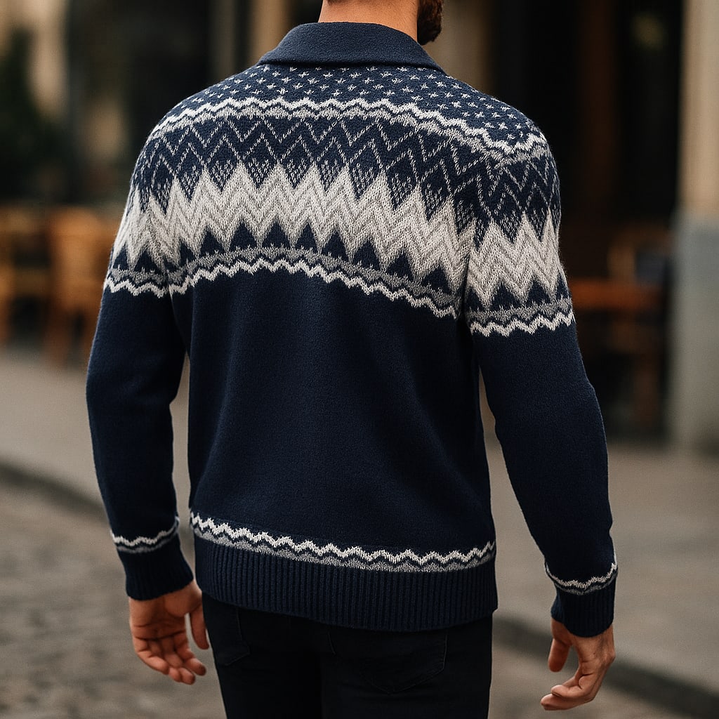 Cardigan à motif jacquard pour hommes