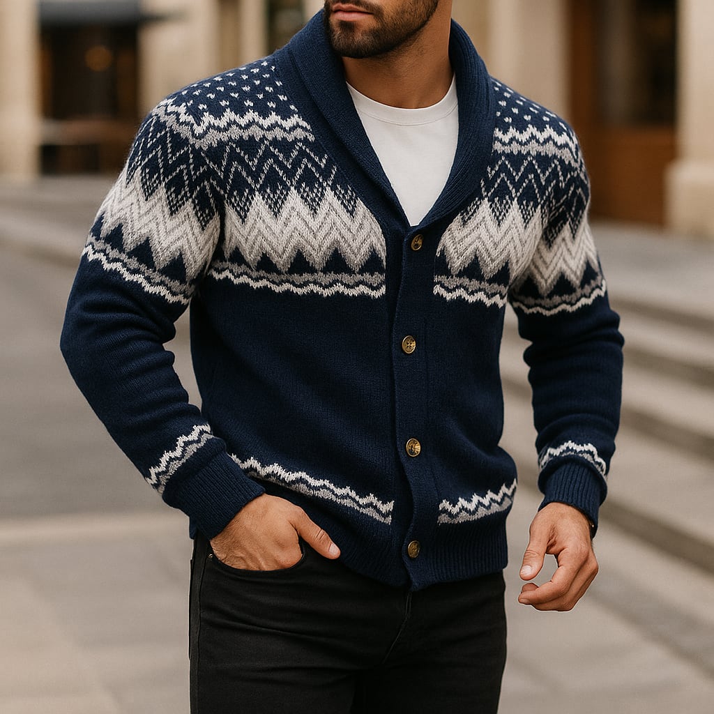 Cardigan à motif jacquard pour hommes