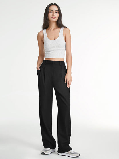 Pantalon Droit Uni Avec Coupe Régulière Pour Femmes | Idéal Pour Occasions Et Usage Quotidien