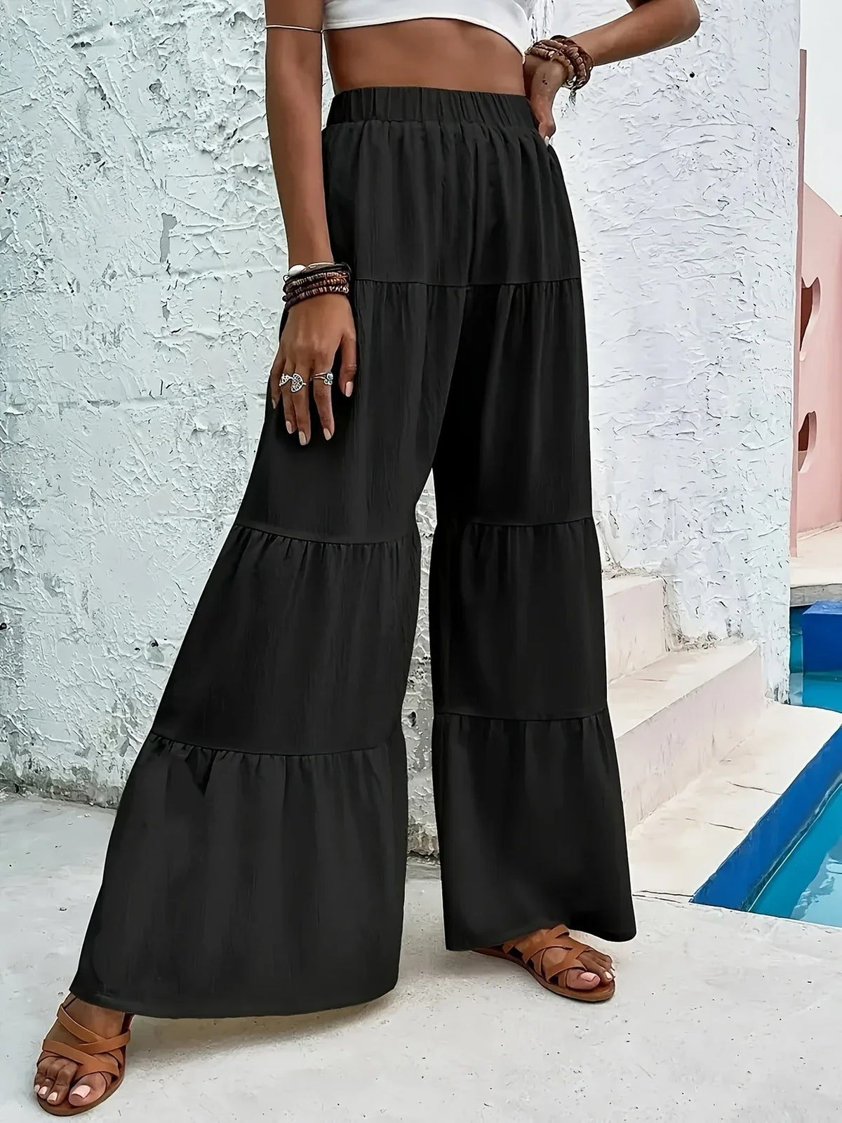 Pantalon Large à Ourlet à Volants pour Femme | Idéal pour le Quotidien et les Sorties