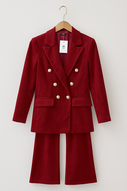 Ensemble Deux Pièces Avec Blazer Croisé Et Pantalon Ajusté Pour Femme | Idéal Pour Les Occasions Formelles
